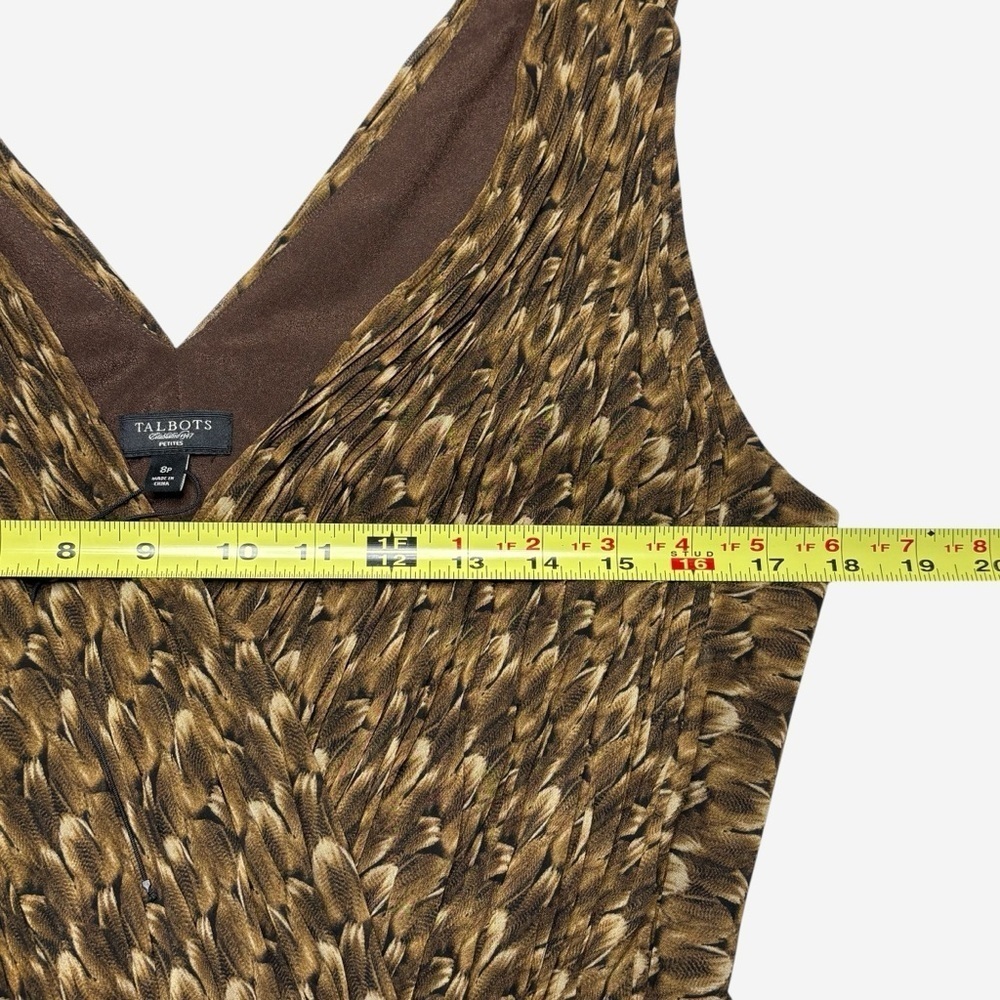NWT Talbots Sleeveless V-Neck Dress Knee Length Size 8P Brown - Picture 7 of 11